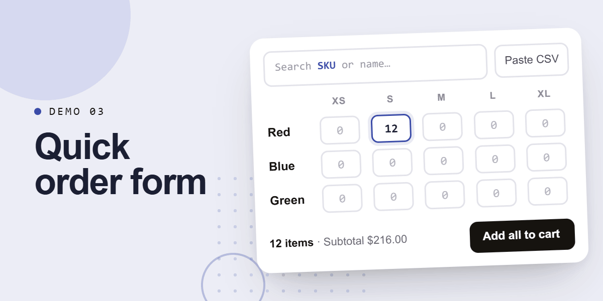 Quick order form demo